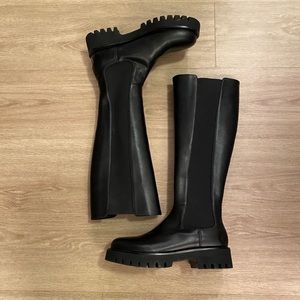 Genuine Leather Knee High Chelsea Boots